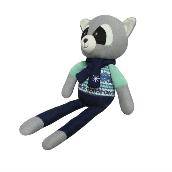 Spark Create Imagine Knit Christmas Winter Raccoon Lovey Rattle 18 inch - Picture 2 of 4